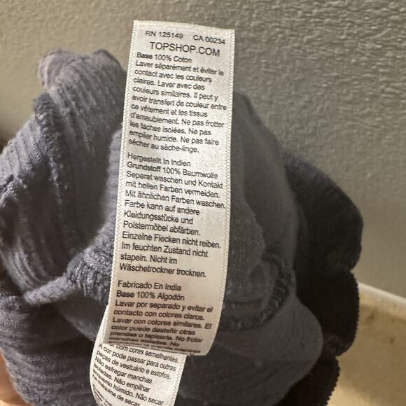 Topshop Women's Navy Blue Corduroy Paperbag Waist Trousers Size US 12 - Picture 7 of 9